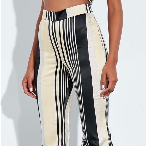 Peace+Love silver metallic stripe flared pants - Picture 2 of 7